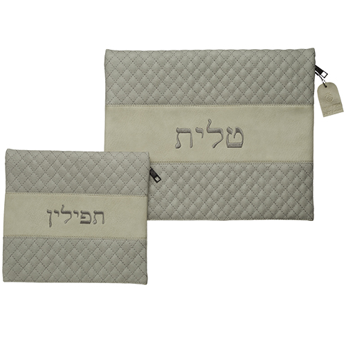 65057 סט כיסויים לטלית ותפילין דמוי עור עם ריקמה 36*29 ס"מ